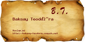 Baksay Teodóra névjegykártya